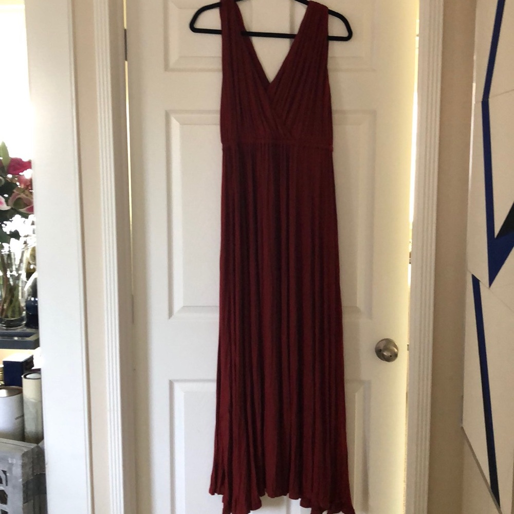 Rust colored Grecian style maxi dress